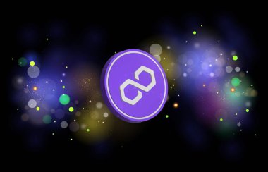 Dijital arkaplanda çokgen-matik kripto para birimi resimleri. 3d illüstrasyon.