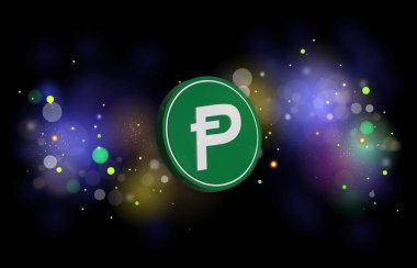 Dijital arka planda Potcoin-pot kripto para birimi resimleri. 3d illüstrasyon.