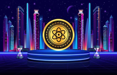 Dijital arkaplanda proton-xpr kripto para birimi resimleri. 3d illüstrasyon.