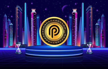 Dijital arkaplanda Pyth network para logosu resmi. 3d illüstrasyon.