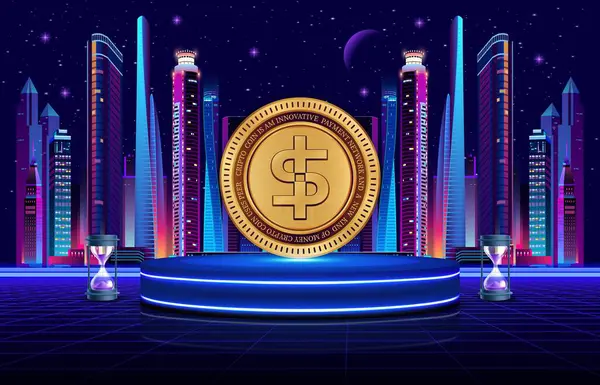 Soyut arkaplanda paxos-usdp şifreli para birimi çizimleri. 3d illüstrasyon.