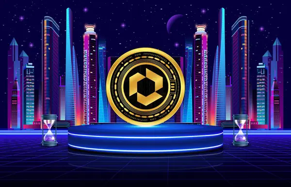 Soyut arkaplanda geçit kripto para birimi çizimleri. 3d illüstrasyon.