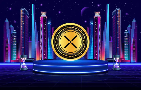 Pundi x-pundix şifreleme resimleri dijital arkaplanda. 3d illüstrasyon.