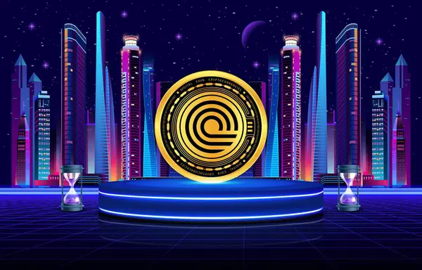 Dijital arkaplanda ondo sanal para birimi görüntüleri. 3d illüstrasyon.