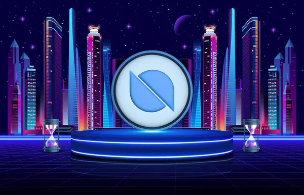 Dijital arkaplanda ontoloji-ont sanal para birimi görüntüleri. 3d illüstrasyon.