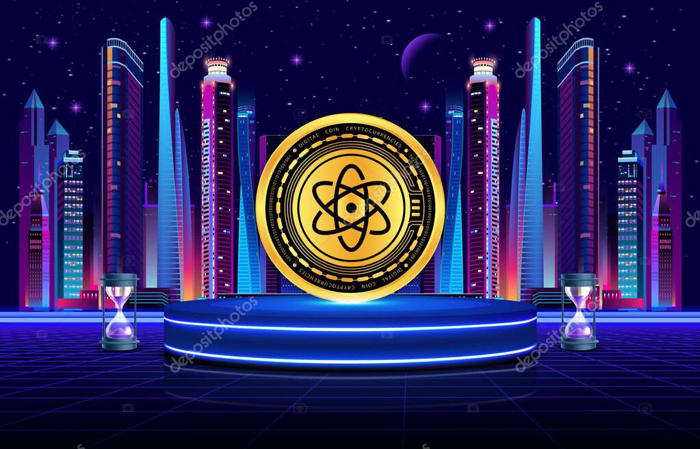 Proton-xpr cryptocurrency images on digital background. 3d illustration.