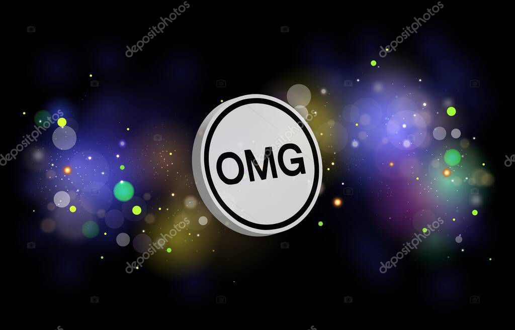 Omg network-omg cryptocurrency images on digital background. 3d illustration.