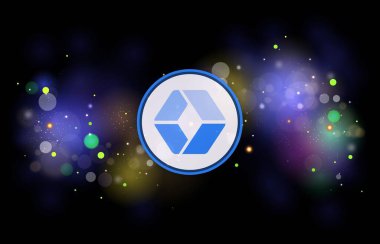Dijital arkaplanda quarkchain-qkc para logosu resmi. 3d illüstrasyon.