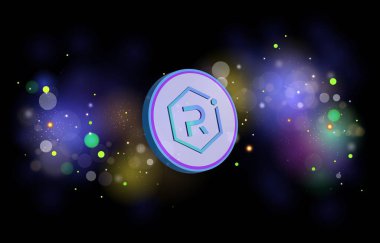 raydium-ray virtual currency image in the digital background. 3d illustrations.