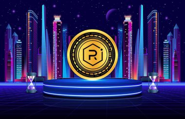 raydium-ray virtual currency image in the digital background. 3d illustrations.