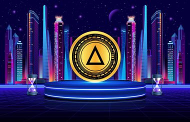 Dijital arka planda tuz kripto para birimi logosu çizimleri. 3B çizimler.