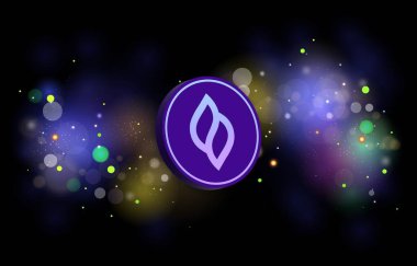 Seedify.fon- sanal para birimi görüntüleri dijital arkaplanda. 3d illüstrasyon