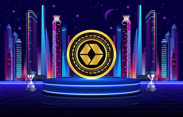 Dijital arkaplanda quarkchain-qkc para logosu resmi. 3d illüstrasyon.