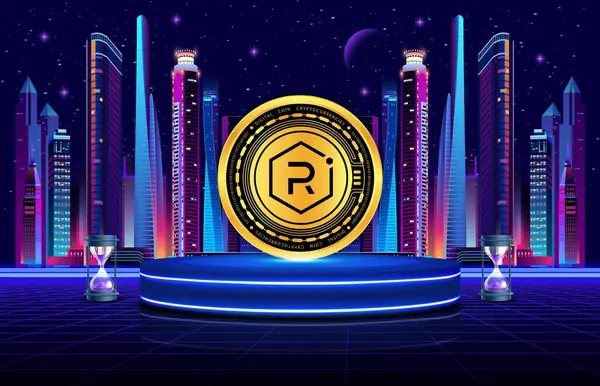 raydium-ray virtual currency image in the digital background. 3d illustrations.