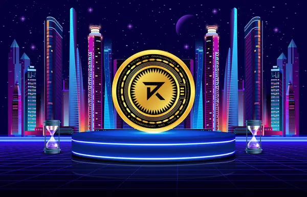 Dijital arkaplanda kırmızı paralı sanal para birimi resimleri. 3d illüstrasyon.