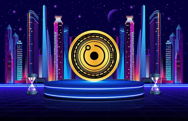 Dijital arkaplanda token-rndr kripto para birimi resimleri oluştur. 3d illüstrasyon.