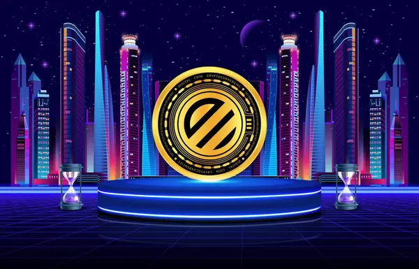 Renzo-rez 'in dijital arka plandaki kripto para birimi görüntüsü. 3B çizimler.