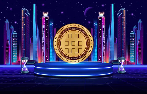 Dijital arkaplanda haklar-rsr kripto para birimi resimlerini sakla. 3d illüstrasyon.