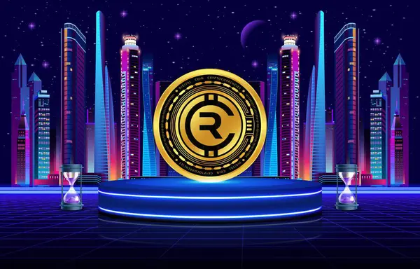 Dijital arkaplanda yakut yakut yakutu-rby kripto para birimi resimleri. 3d illüstrasyon.