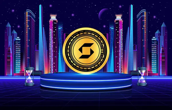 Dijital arkaplanda sanal para birimi görüntüleri var. 3d illüstrasyon.