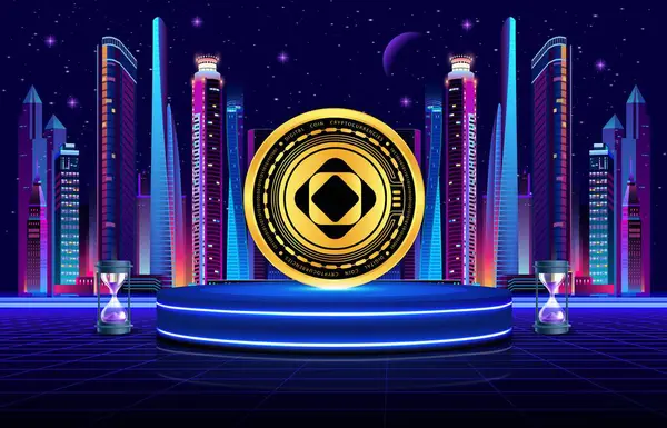 Dijital arkaplanda sanal para birimi görüntüleri. 3d illüstrasyon