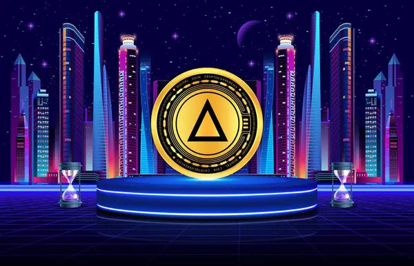 Dijital arka planda tuz kripto para birimi logosu çizimleri. 3B çizimler.