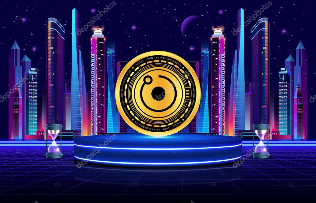 Render token-rndr cryptocurrency images on digital background. 3d illustrations.