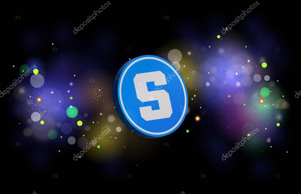 Sandbox-sand virtual currency logo on abstract background. 3d illustrations.