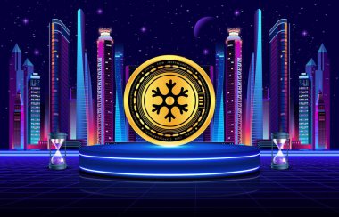 Dijital arkaplanda kar değiş tokuşu kripto para birimi resimleri. 3d illüstrasyon.