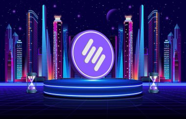 Dijital arkaplandaki solv protokol logosu görüntüleri. 3d illüstrasyon.