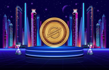 Dijital arkaplanda yıldız-xlm şifreli para birimi resimleri. 3d illüstrasyon.