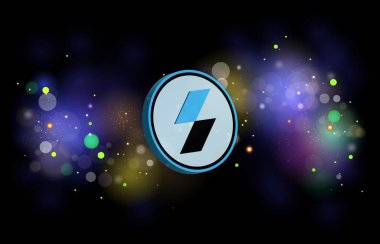 Soyut arkaplanda stp-stpt kripto para birimi çizimleri. 3d illüstrasyon.