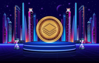 Dijital arkaplanda stratis-strax sanal para birimi görüntüleri. 3d illüstrasyon.