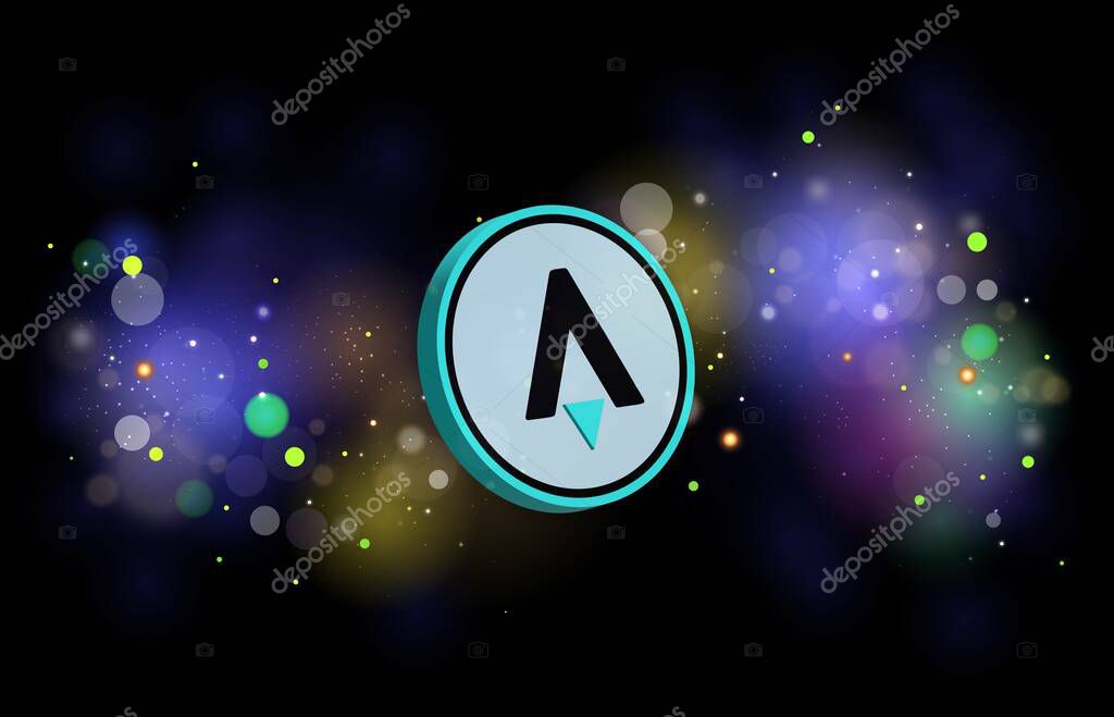 Star atlas-atlas virtual currency images on digital background. 3d illustrations.