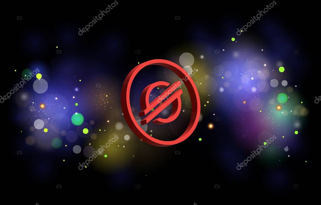 Stellar-xlm cryptocurrency images on digital background. 3d illustration.