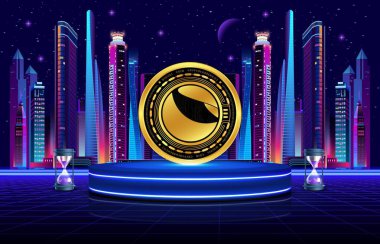 Terra klasik yemek sanal para biriminin dijital arkaplan resmi. 3d illüstrasyon.