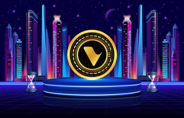 Dijital arkaplandaki terra virtüöz kolect-tvk kripto para birimi logolarının görüntüleri. 3d illüstrasyon.