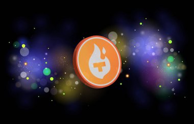 digital background image of theta fuel virtual currency. 3d drawings.