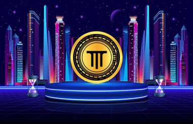 Soyut arkaplandaki kripto para birimi çizimleri. 3d illüstrasyon.