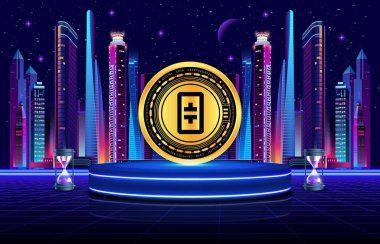 Dijital arkaplanda teta token-teta ağı kripto para birimi resimleri. 3d illüstrasyon.