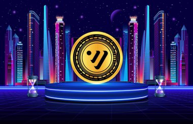 Venüs-xvs dijital arkaplanda bozuk para logosu görüntüsü. 3d illüstrasyon.