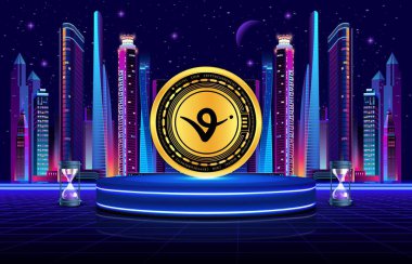 Dijital arkaplanda sanal para birimi resmi var. 3d illüstrasyon.