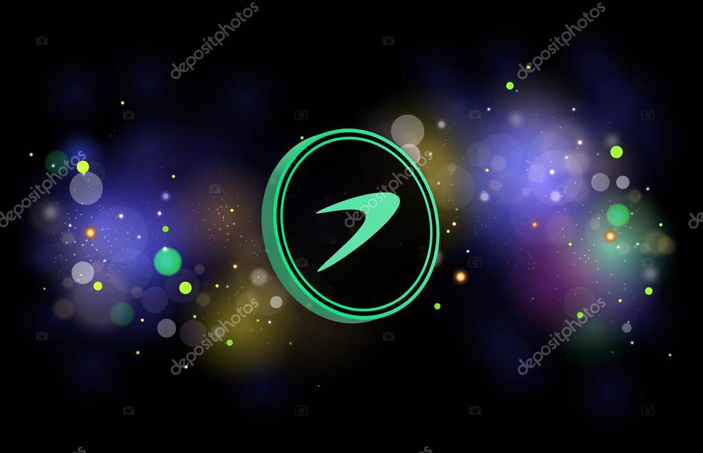 Tellor-trb cryptocurrency logos images on digital background. 3d illustrations.