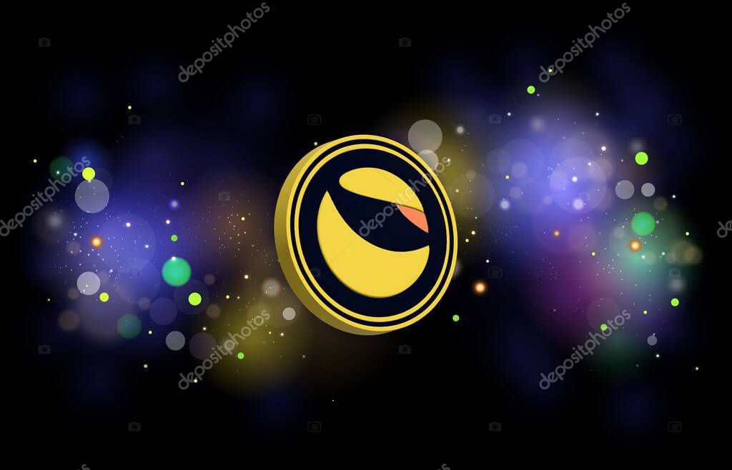 Digital background image of the terra classic-lunch virtual currency. 3d illustration.