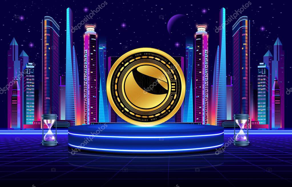 Digital background image of the terra classic-lunch virtual currency. 3d illustration.