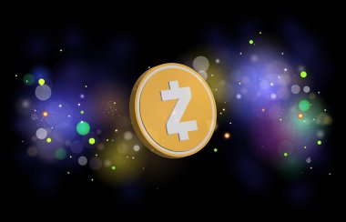 Zcash-zec sanal para biriminin dijital arkaplan resmi. 3d illüstrasyon.