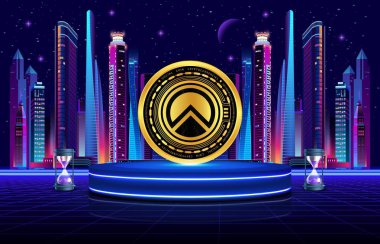 Dijital arkaplanda zircuit-zrc para logosu resimleri. 3d illüstrasyon.