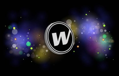 Dijital arkaplanda solucan deliği-w kripto para birimi resimleri. 3d illüstrasyon.