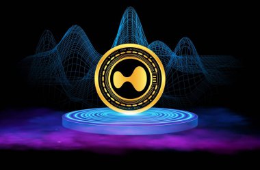 Soyut arkaplanda hipersıvı hiper kripto para birimi çizimleri. 3d illüstrasyon.