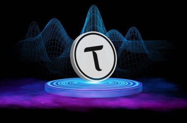 Bitttensor-tao kripto para birimi resimleri. 3 boyutlu illüstrasyon. dijital paralar.